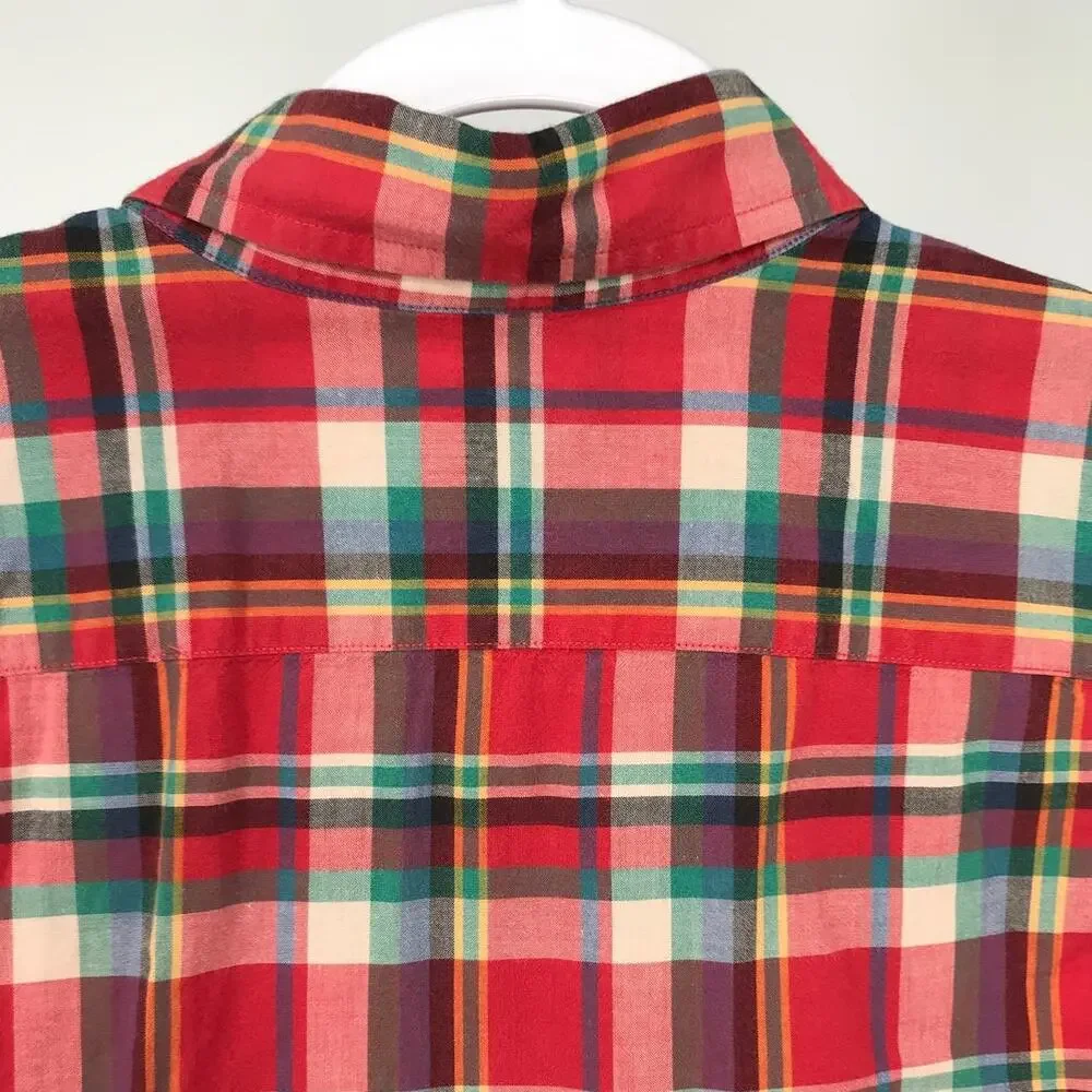 J. Crew Summer Plaid Button Down Shirt Mens M Long Sleeve Cotton